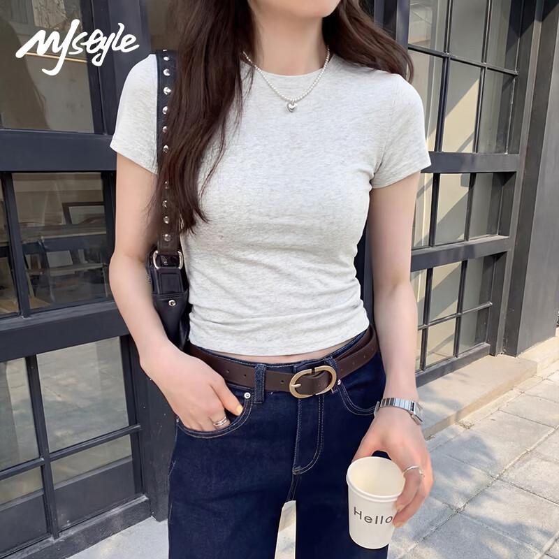 Women s Pleated Slim-Fit Short Sleeve T-Shirt L