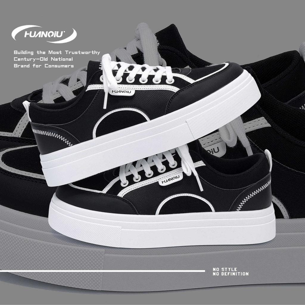 Global casual board shoes men's ZHQ-HY1008 summer Korean version of trendy shoes versatile platform students low-top black men's shoes