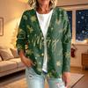 Women's Fashion Casual Button Front Christmas Print Coat