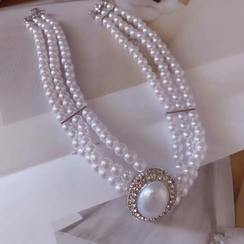SHANGZHIHUA The Elegant Light Luxury Three-layer Pearl Collar, 2021 New Trend Jewelry Fashion Woman's Necklace Party Gift