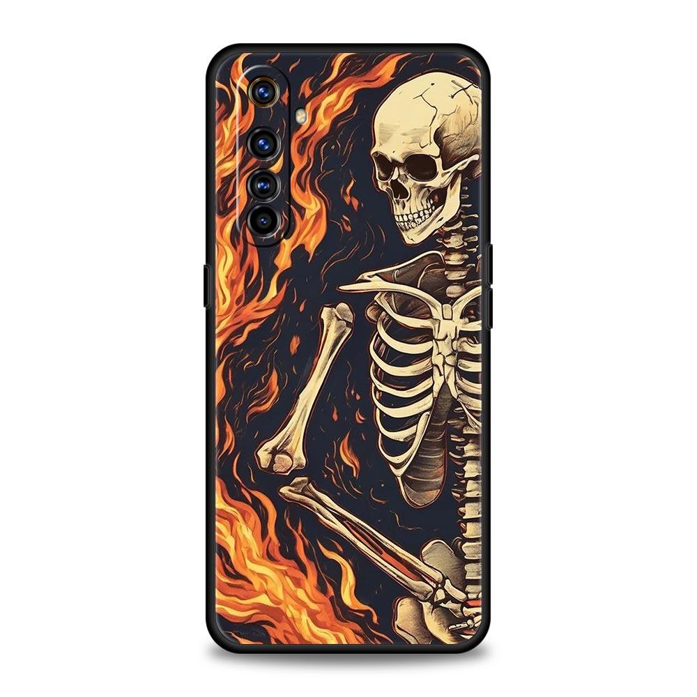 Skeleton Skull Case For Realme C67 C63 C55 C53 C35 C25 C21 GT 2 3 5 6 10 11 12 13 Pro Plus 5G Soft TPU Phone Cover Fundas Capas