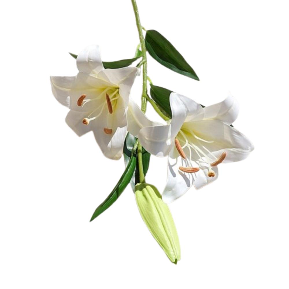 

Plastic Artificial Flower Branch 87cm Fake Flowers Silk Lilium Brownii Flower Home Office Decor белый