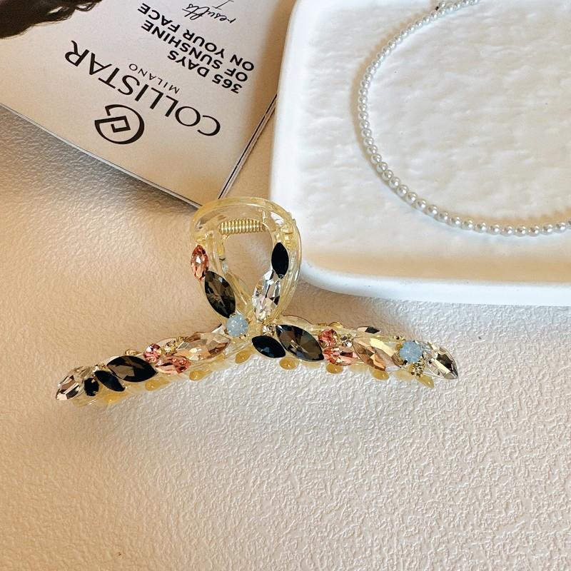 Fashionable Cross-Design Ultra-Shiny Fully-Diamond Large Hair Claw Clip, Korean High-End Shark Clip for Women