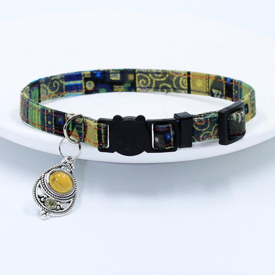 Vintage Pet Collar Boho Adjustable Nylon Dog Collar with Bead Pendant for Small Medium Large Dogs Cats