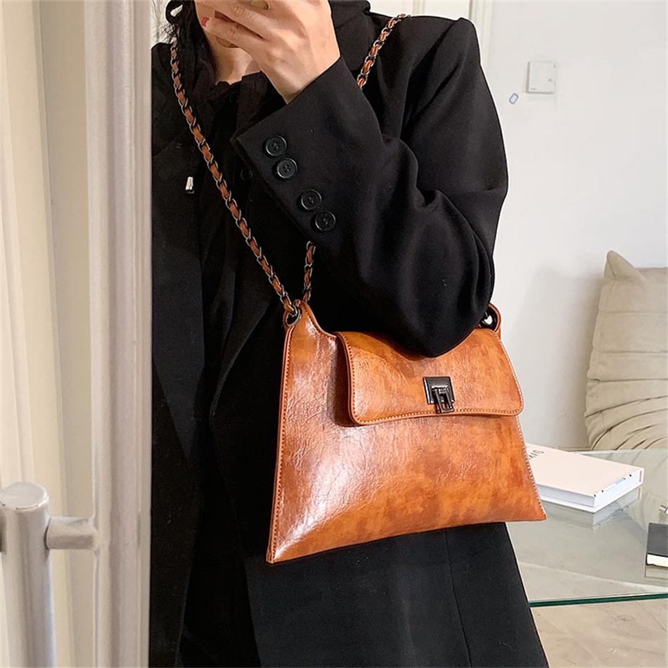 Leather PU women's messenger bag shoulder crossbody bags armpit bags for women new oil fashion vintage