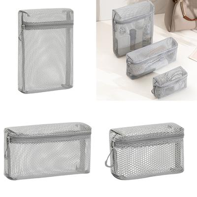 Clear Cosmetic Bag Mesh Makeup Bag Aesthetic Toiletry Bag Portable Lipstick Storage Pouch Wash Bag for Women and Girls