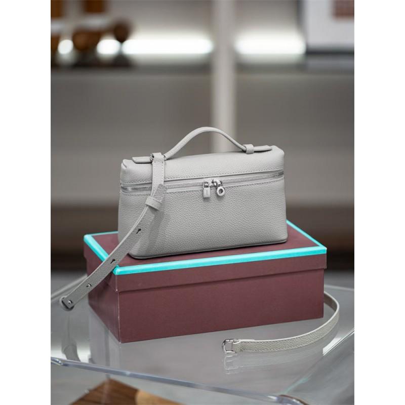 19cm Top Grain Leather Crossbody Bag Small Box Cosmetic Gold Clasp