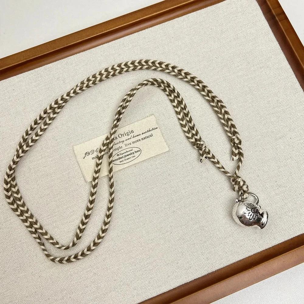 Fashion Alloy Animal Bird Pendant Necklace Rope Bohemian Style Weaving Necklace Charm Jewelry Gifts Niche Milk Can Sweater Chain
