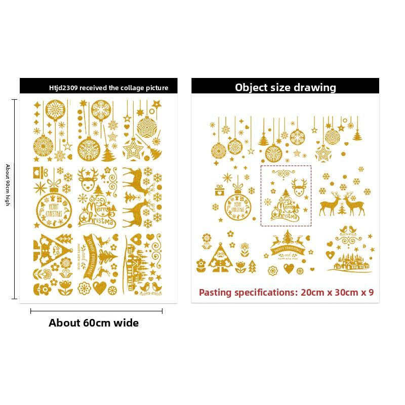 

Золотые рождественские наклейки с оленями, наклейки на стекло, наклейки с цветами для окон и для создания атмосферы