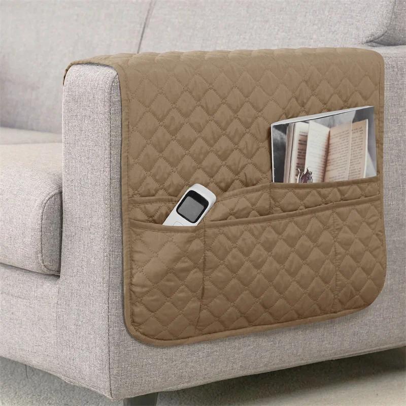 1pc Sofa Armrest Organizer with 5 Pockets and Cup Holder Tray Couch Armchair Hanging Storage Bag for TV Remote Control Cellphone