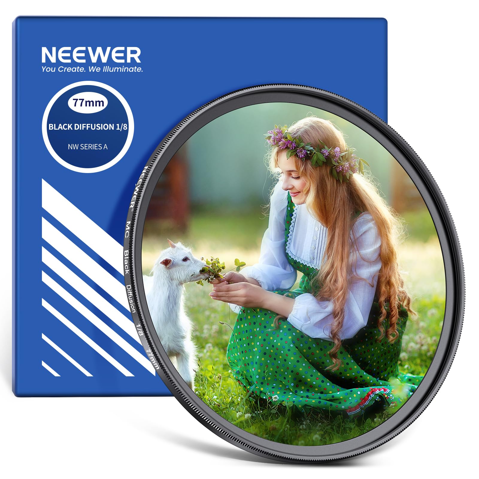 

NEEWER 77mm Black Diffusion Film Effect Lens Filter with Cleaning HD Optical Multiple Nano for and Photography 1/8 Cloth, Ultra-Thin, Waterproof,