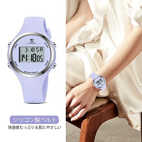 Stylish, Waterproof Digital Wristwatch for Girls and Children. Simple and Versatile Sports Watch with Alarm, Date, Day of the Week, Stopwatch, and LED