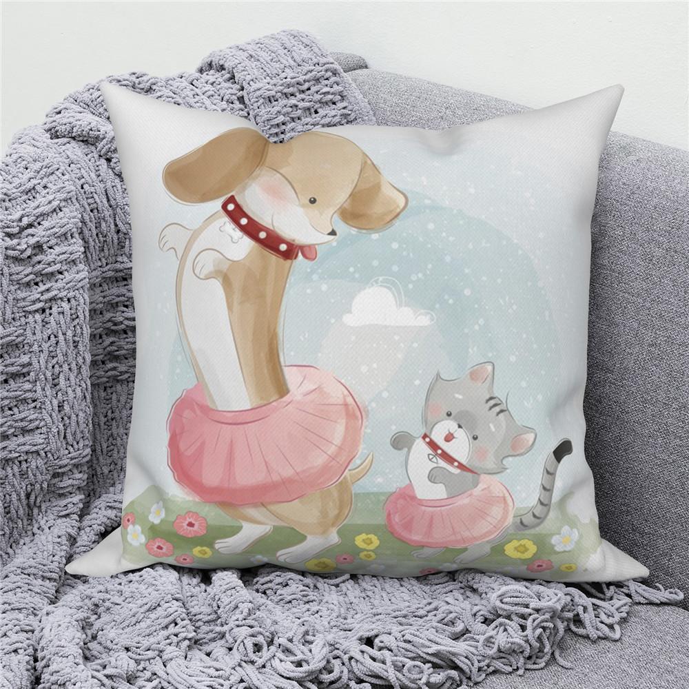 White Throw Pillow Cover Home Decor Sofa Decorative   Cartoon Animal Cushion