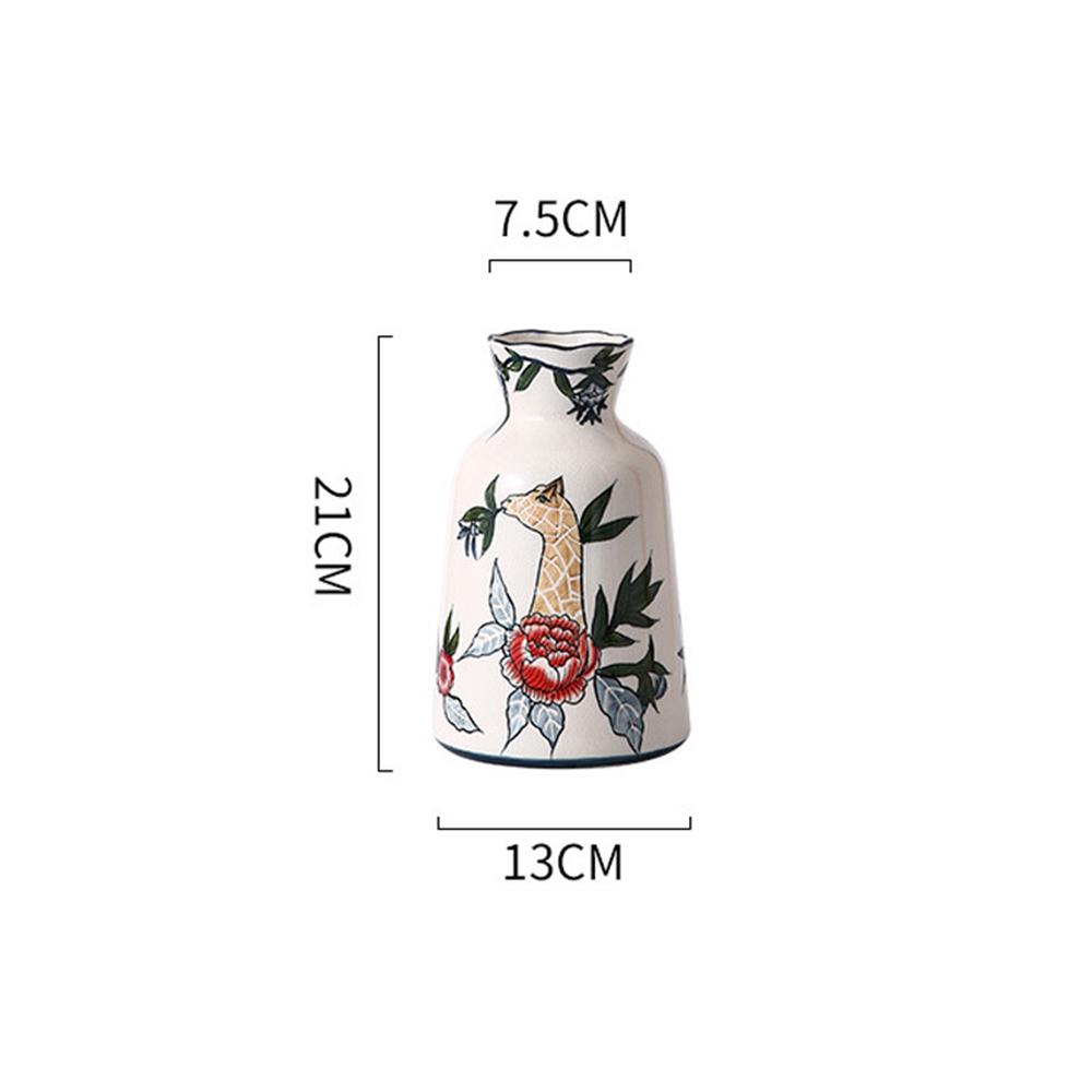 

Retro Vase Ceramic Pastoral Dry Vase Hand-painted Flower and Bird Creative Vases Living Room Flower Arrangement Ornaments