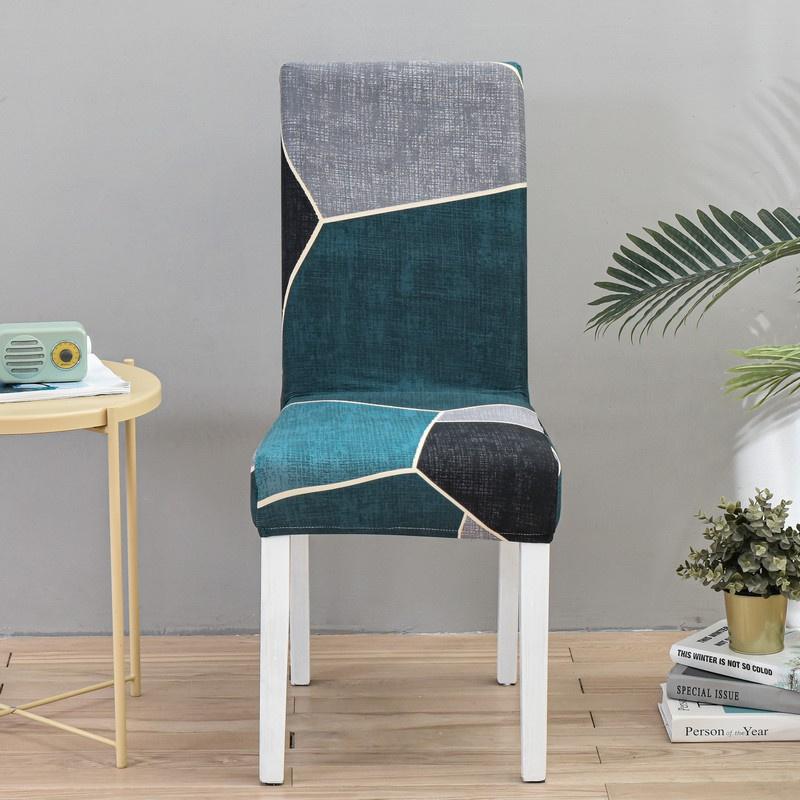 Geometric Dining Chair Cover Spandex Elastic Chair Slipcover Case Stretch Chair Covers for Party Hotel Banquet Dining Room Decor
