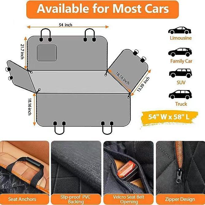 Waterproof Pet Car Seat Cover - Back Seat Protector, Scratch & Bite-Proof