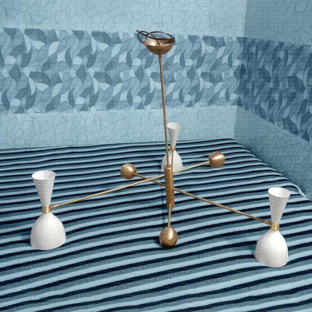 Stilnovo 3 Arm Brass Sputnik Chandelier - Handmade Home Decor for Christmas , Housewarming Gifts for Men/Women/Senior/Ladies (Multicolor)