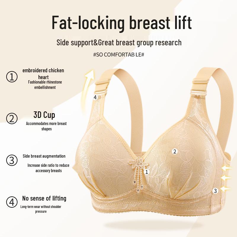 Plus Size Comfortable Breathable Wire-Free Back-Shaping Anti-Sagging Side Support Bra