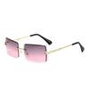 Vintage Brown Square Sunglasses Woman Luxury Brand Small Rectangle Sun Glasses Female Gradient Mirror Rimless Oculos De Sol