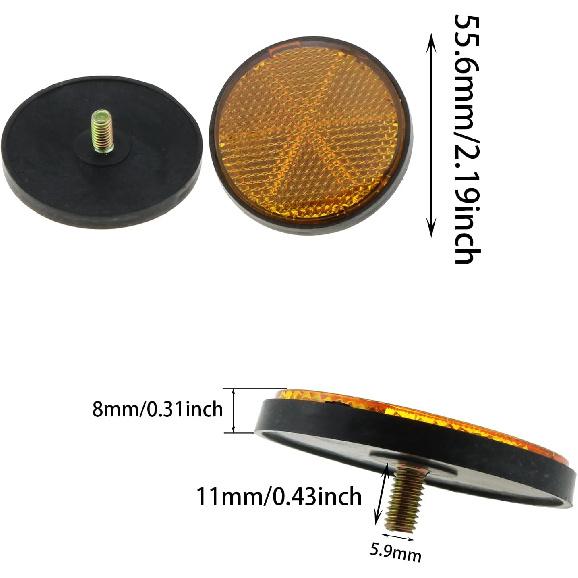 DGZZI Round Reflector 4PCS 2inch / 56mm Plastic Universal Screw Mount Reflective Warning Reflectors for Motorcycle Bike, Red and Orange