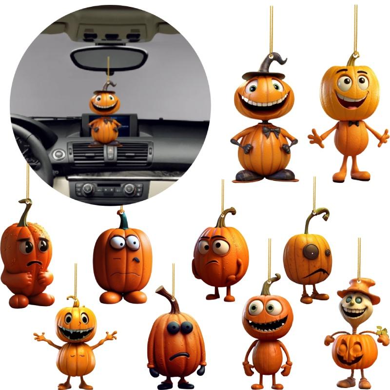 Acrylic Pumpkin Car Hanging Pendant With Cartoon Style Halloween Decoration For Car Interior