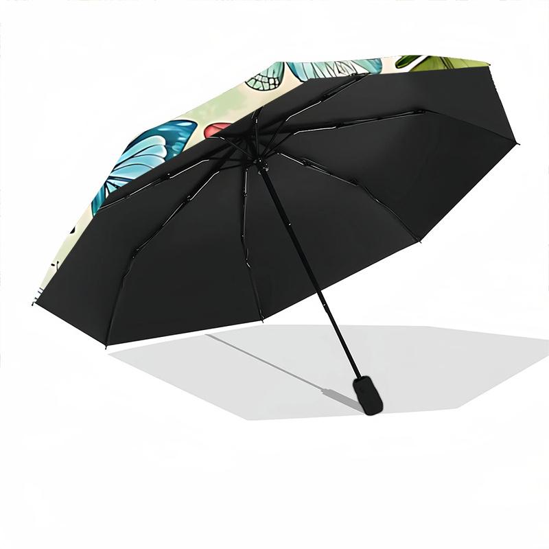 1pc Butterfly Pattern Automatic Open/close Umbrella, 8-Rib Sturdy Structure, Artistic Pattern, Compact Design, Fashion Lovers L042