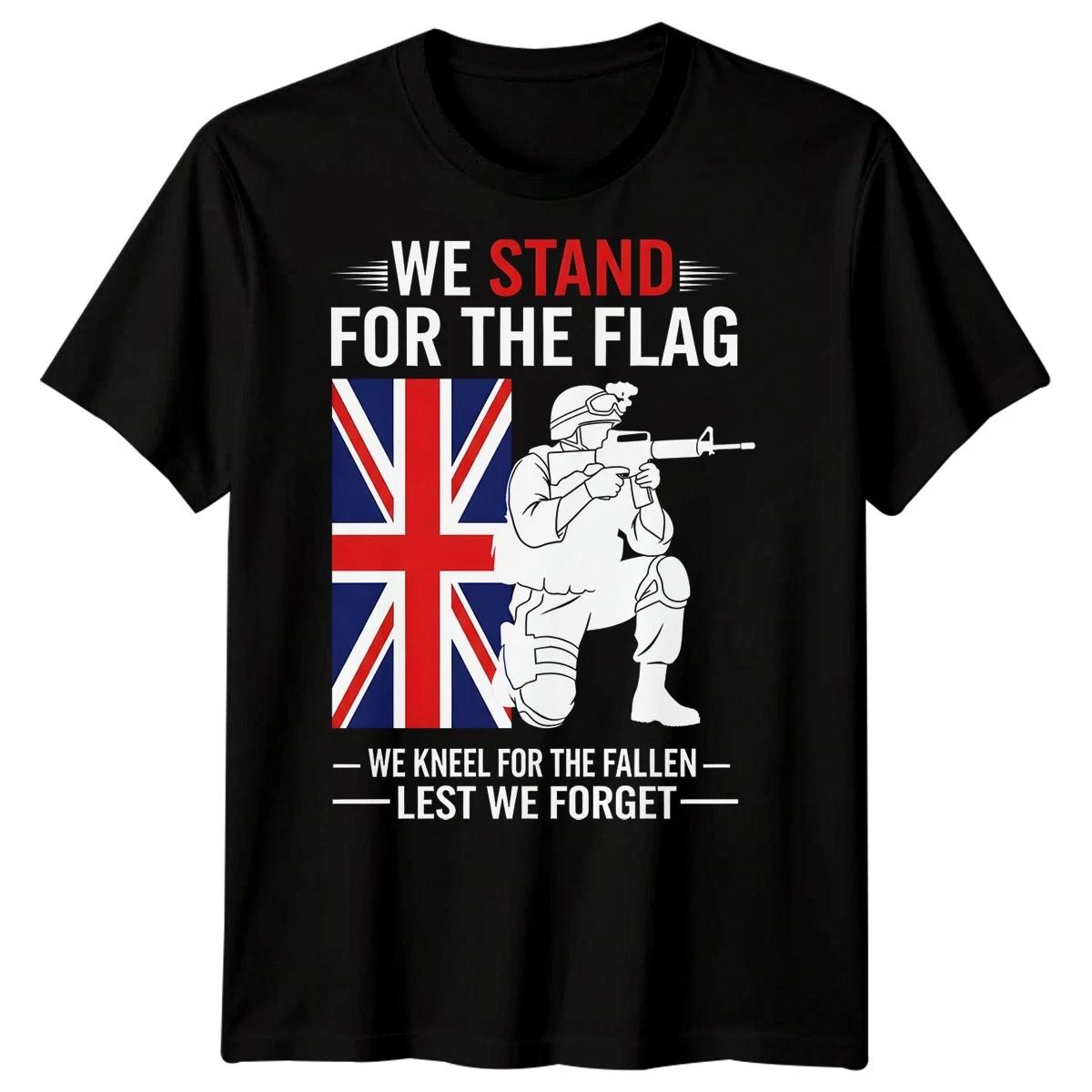 We Stand For The Flag Lest We Forget British Military Remembrance Mens T-Shirt M