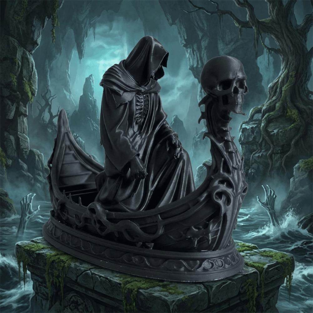 Gothic Style Ferryman Sculpture Resin Death God Decoration Ornament Skeleton Figurine  Home Decor