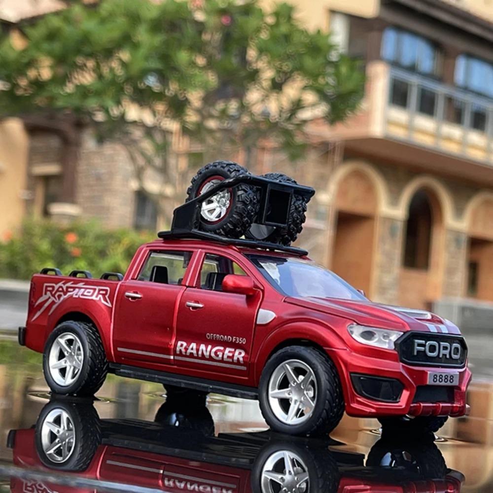 1/32 Ford Raptor F350 Pickup Alloy Car Model Diecast Metal Off-road Vehicles Car Model Simulation Sound and Light Kids Toys Gift