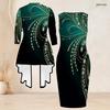 Women Plus Size Black Gold Printed Two Piece Set Sleeveless Bodycon Dress Long Sleeve Draped Cardigan