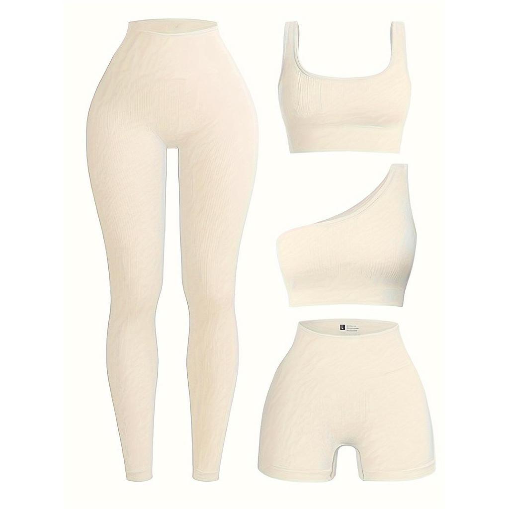 Women's Seamless Yoga Set: High-Elastic Vest and Breathable Sweat-Wicking Gym Tights.