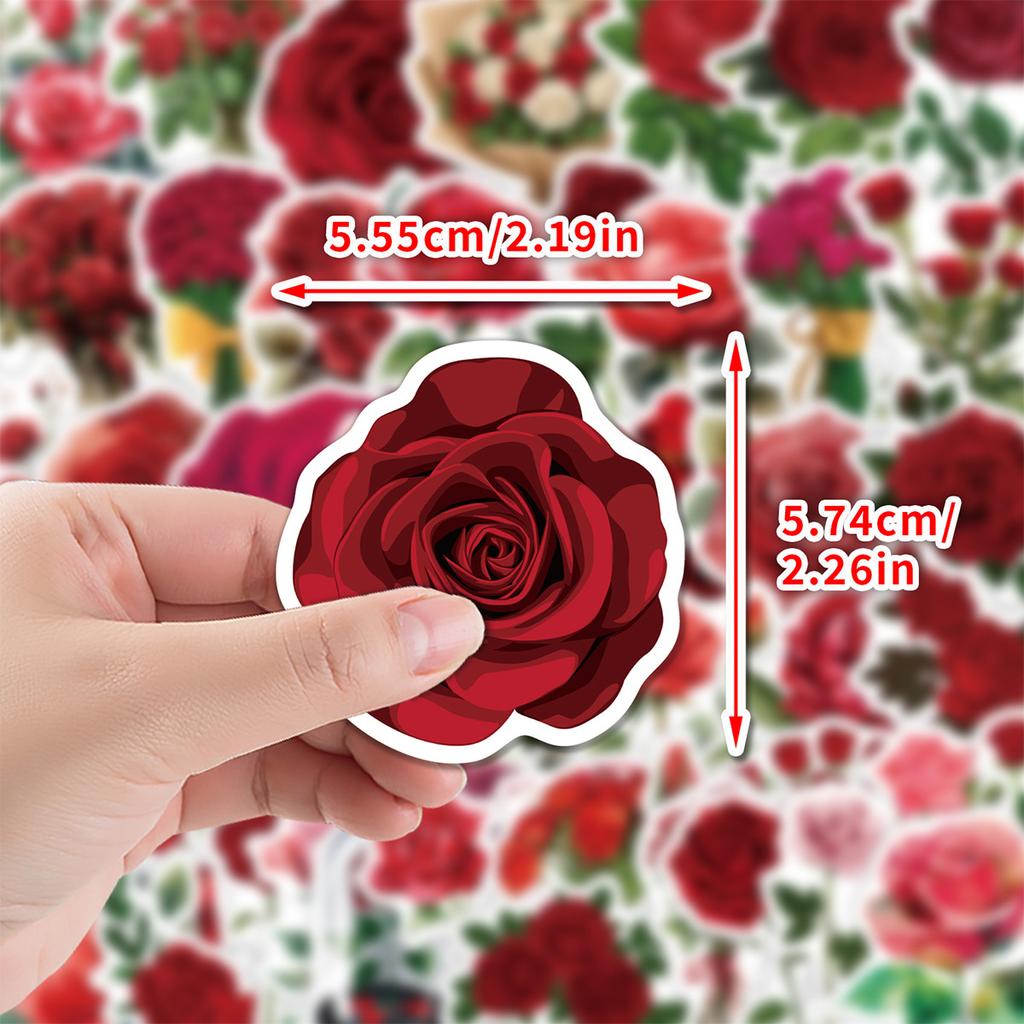 50-100 PCS Red Flower Graffiti Stickers Waterproof Floral Decals for Water Bottle Laptop Luggage Notebook Scrapbook Decor