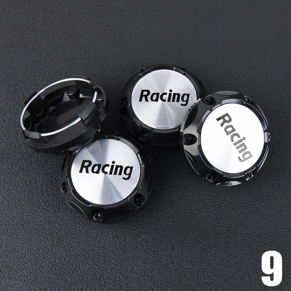 4PCS JDM Sport Rim Cap Clip 56mm Racing Sport Emblem Sticker Wheel Center Caps Hub Cap Black & Silver
