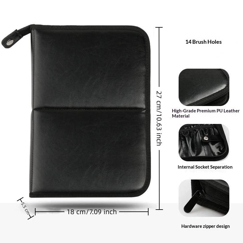 29/14 Holes Foldable Makeup Brush Bag Women Large Capacity Pouch Tools Organizer Travel Powder Cosmetic Toiletry Case Holder