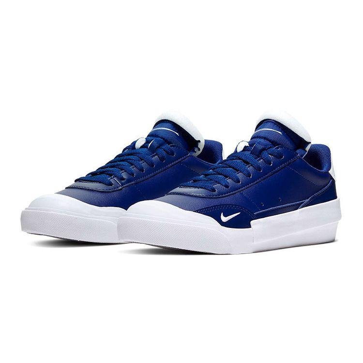 Nike Drop-Type PRM Synthetic Leather Patchwork Casual Low-Top Kids Skate Shoes Kids Sneaker Blue White CQ4383-400