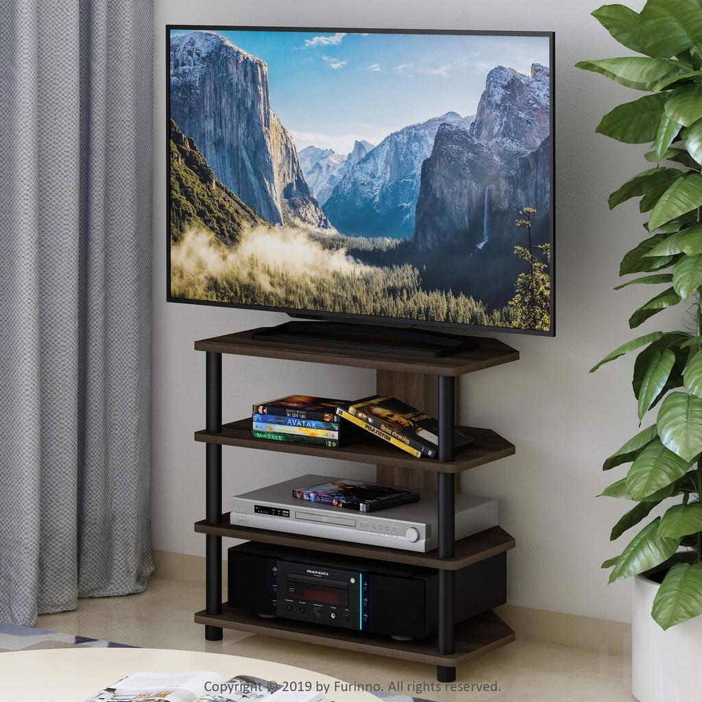 Furinno Econ Compact TV Stand Colombian 4 Tier Assembly Type Walnut/Black