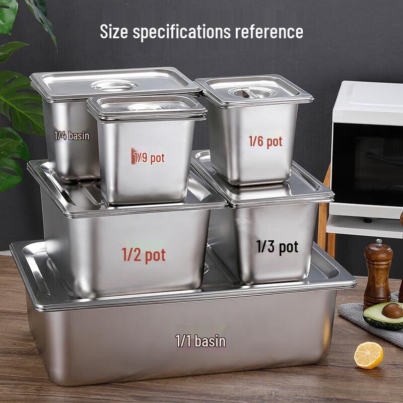 LETGANT 304 Stainless Steel Rectangular Food Pan with Lid