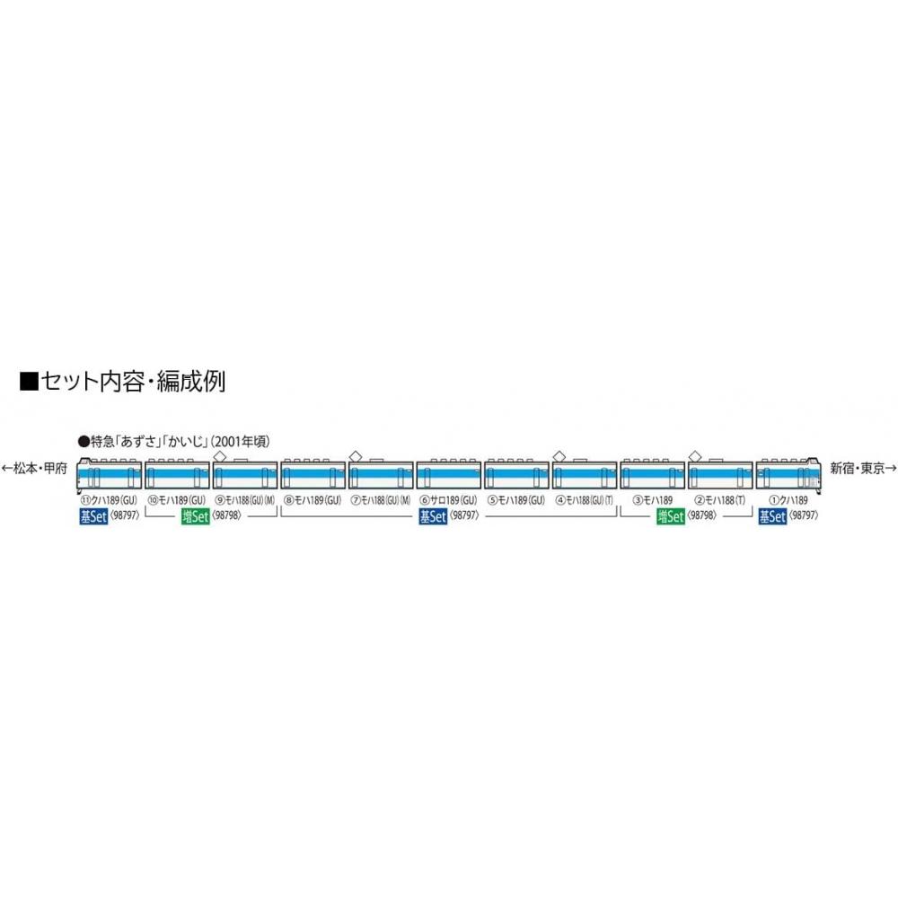 Tomytec Tomix N-Spur Jr 189 Serie Azusa Upgrade-Wagen Ergänzungsset 98798 Modellbahn-Ergänzungsset