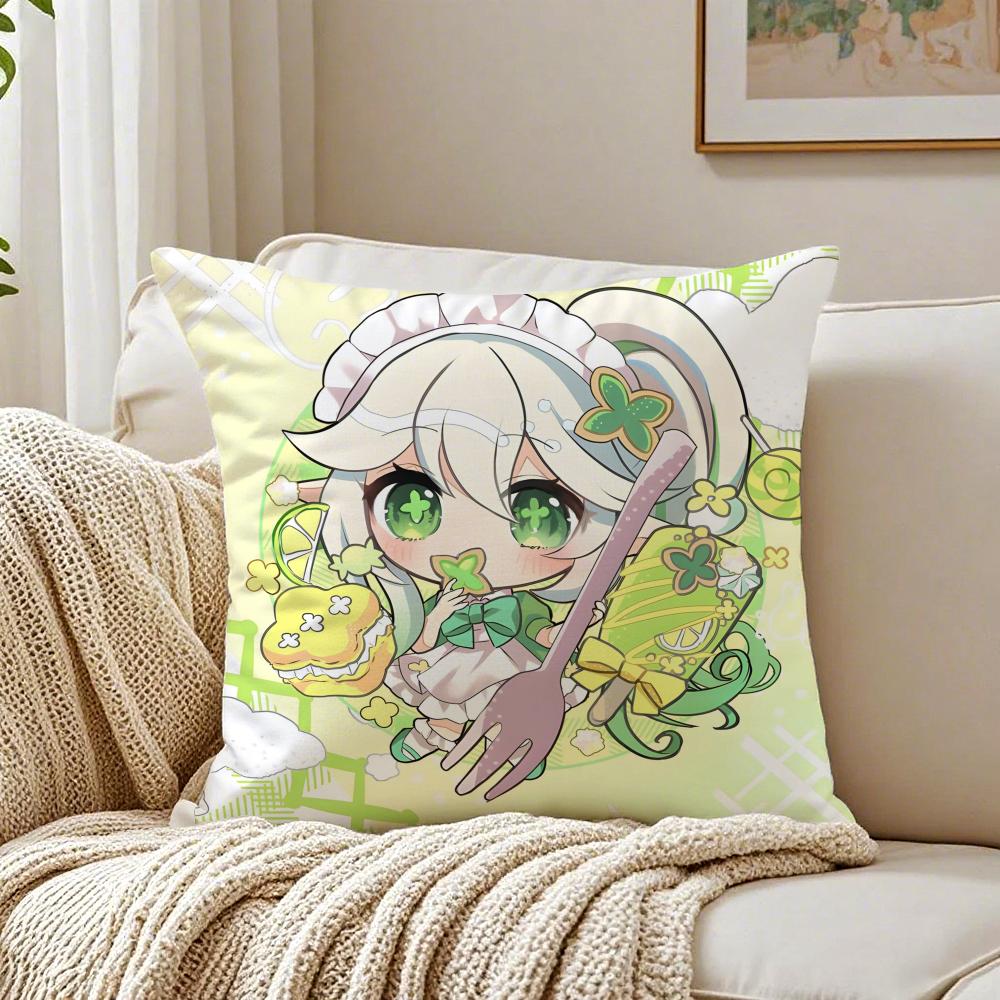 NNahida GGenshin IImpact anime game Cushion Cover Linen Minimalist Soft for Sofa Bed Home Room Decor