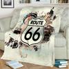 1PC Highway 66 Pattern Blanket, All Season Lightweight Home Office Outdoor Nap Multifunctional Blanket