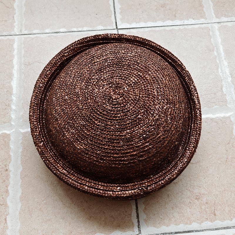Garden Supplies My Women's Black Fashion Summer Flat Beret Straw Hat Sun Hat Circle Concave Top Beach Hat Church Derby Party Cm