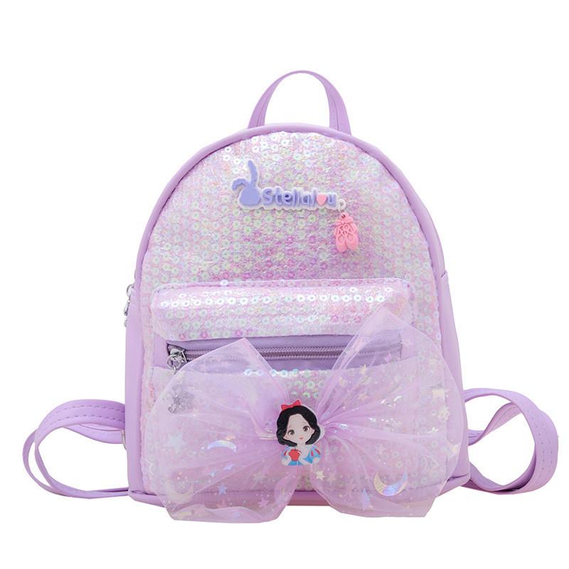 Cute Bowknot Children's Backpack Soft Adorable Girl's Pu Leather Princess Bag For Kindergarten