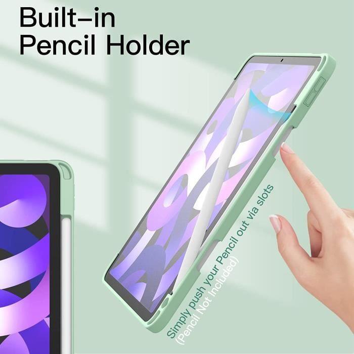 Case for iPad Air 5-4 (10.9 Inches 2022-2020 5th-4th Generation) with Pencil Holder, Slim Transparent Back Case Stand A[1837]