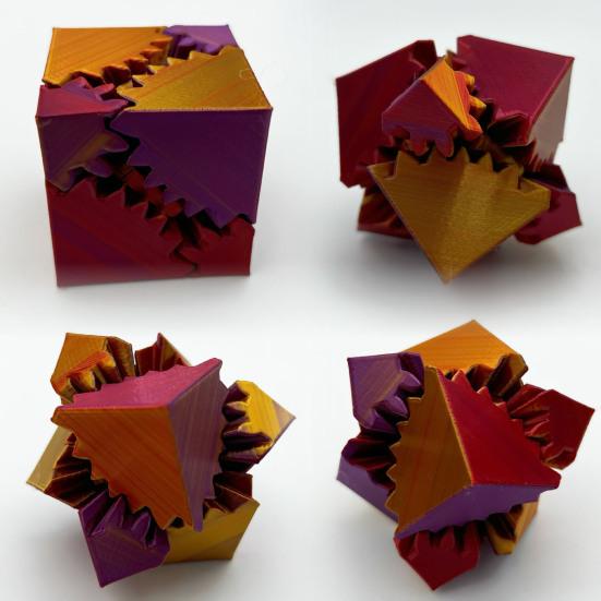 3D Printed Gear Cube Toy Stress Anxiety Relief Spin Cube Travel Portable Gear Square Block Sensory Fidget Toy Kids Teens Adults Gift