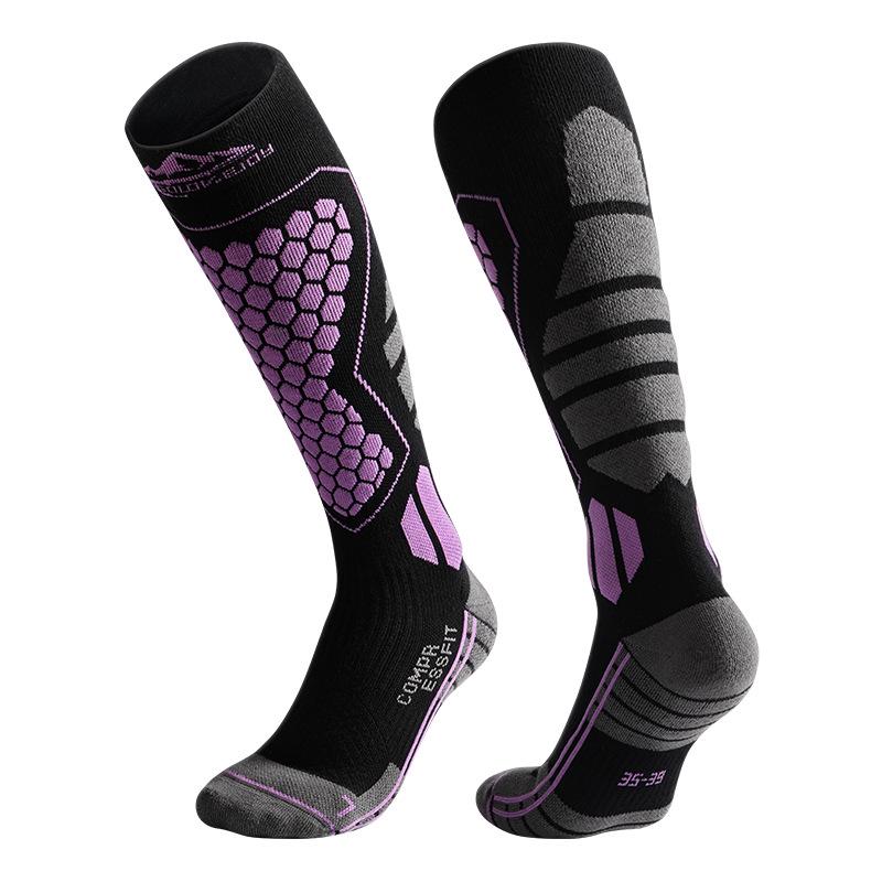 Unisex Winter Wool Ski Socks - Warm, Quick-Dry, Fleece-Lined, High-Top Compression for Outdoor Sports