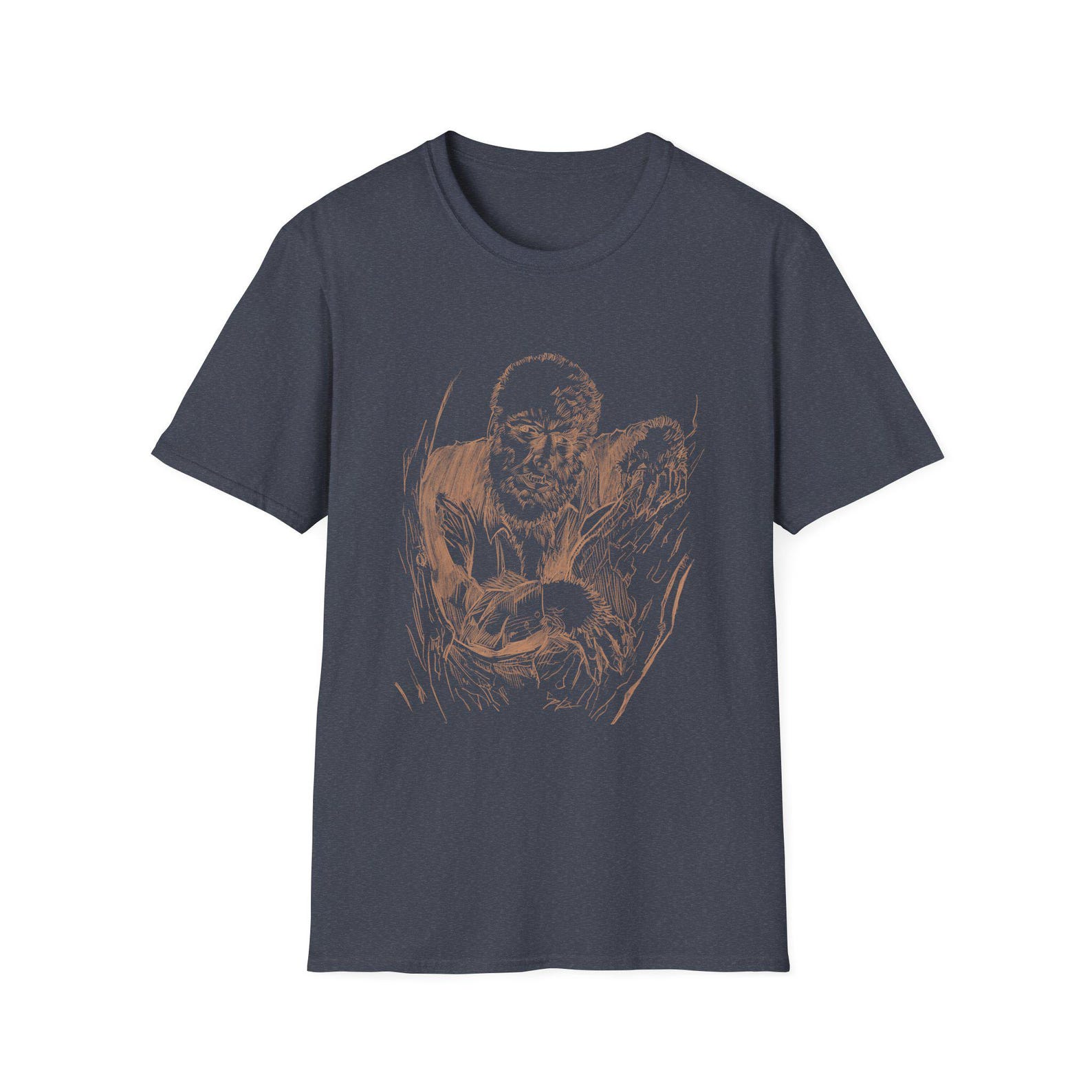 Wolf Man Lon Chaney Jr Graphic T-Shirt, Classic Horror Art Tee M