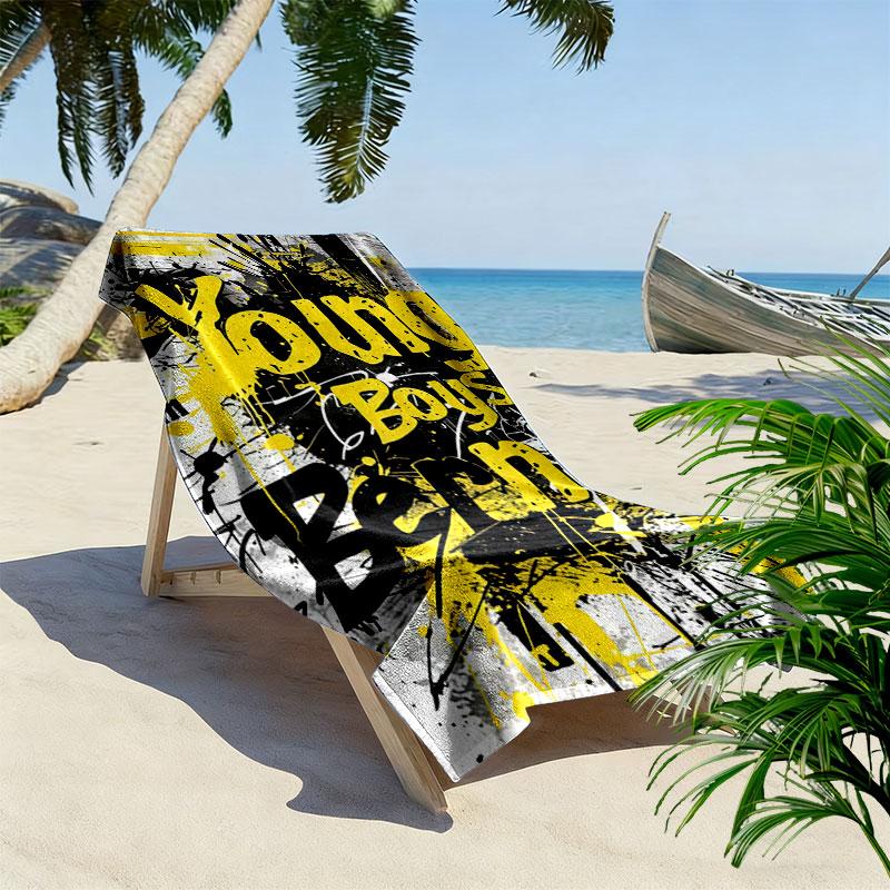 YB Print Beach Towel, Large Soft Quick Dry Towel for Beach Camping Swimming
