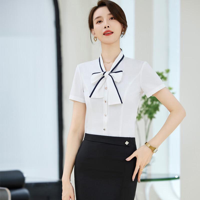 Women's V-Neck Short-Sleeve Chiffon Professional Blouse