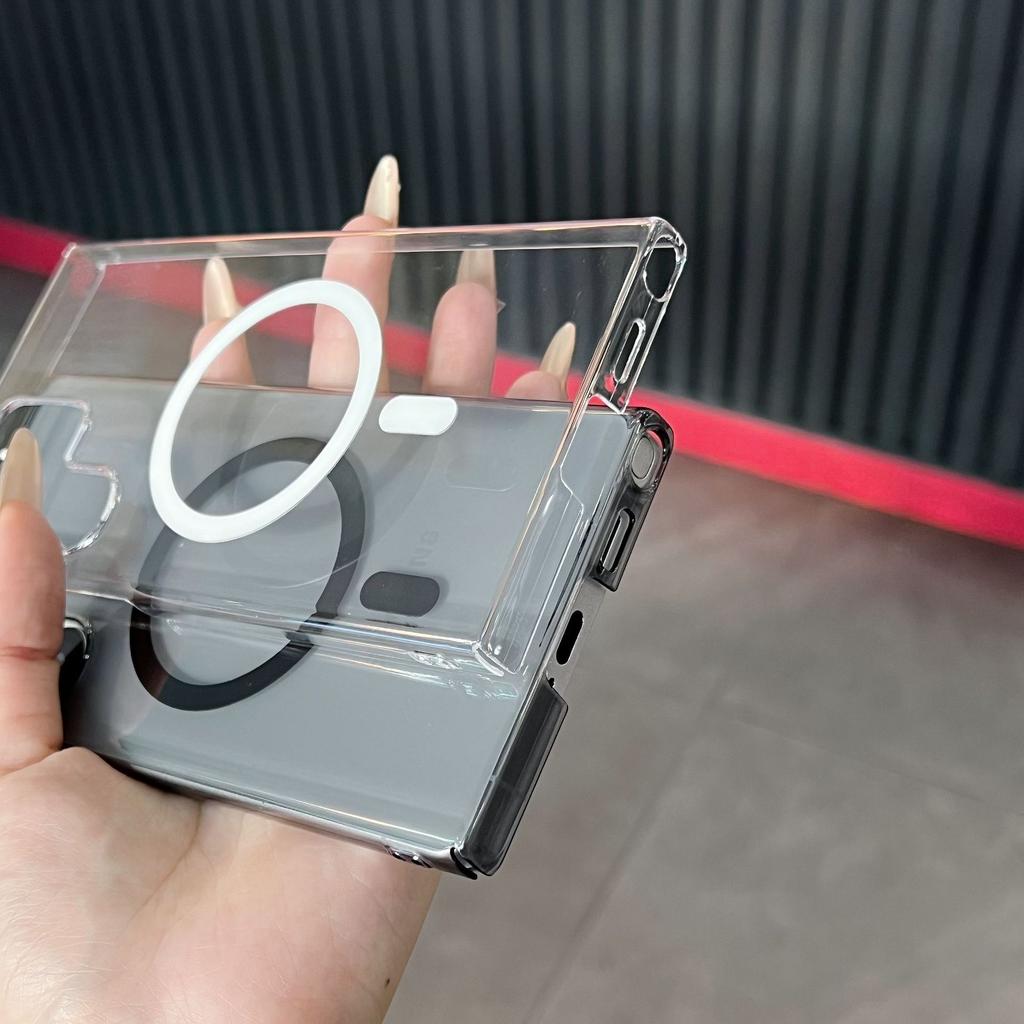 Samsung S25ultra High Magnetic Suction Phone Case Suitable for S25 S24 Ice-transparent High Level Protective Cover Anti Fall S21