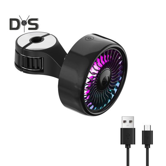 

Двойной вентилятор охлаждения заднего сиденья автомобиля с цветной светодиодной подсветкой, 3 скорости, тихая вентиляция, простая установка, вентилятор сиденья автомобиля, вентилятор грузовика RV чёрный